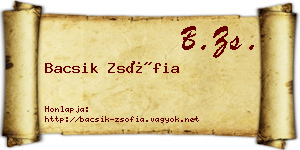 Bacsik Zsófia névjegykártya