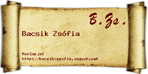 Bacsik Zsófia névjegykártya